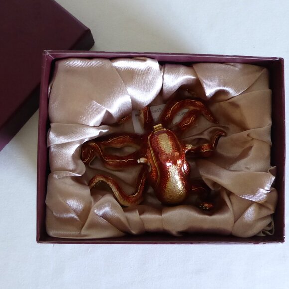 NOBILITY ENAMEL ENAMELED BEJEWELED OCTOPUS TRINKET BOX (NEW IN BOX) - Picture 2 of 11